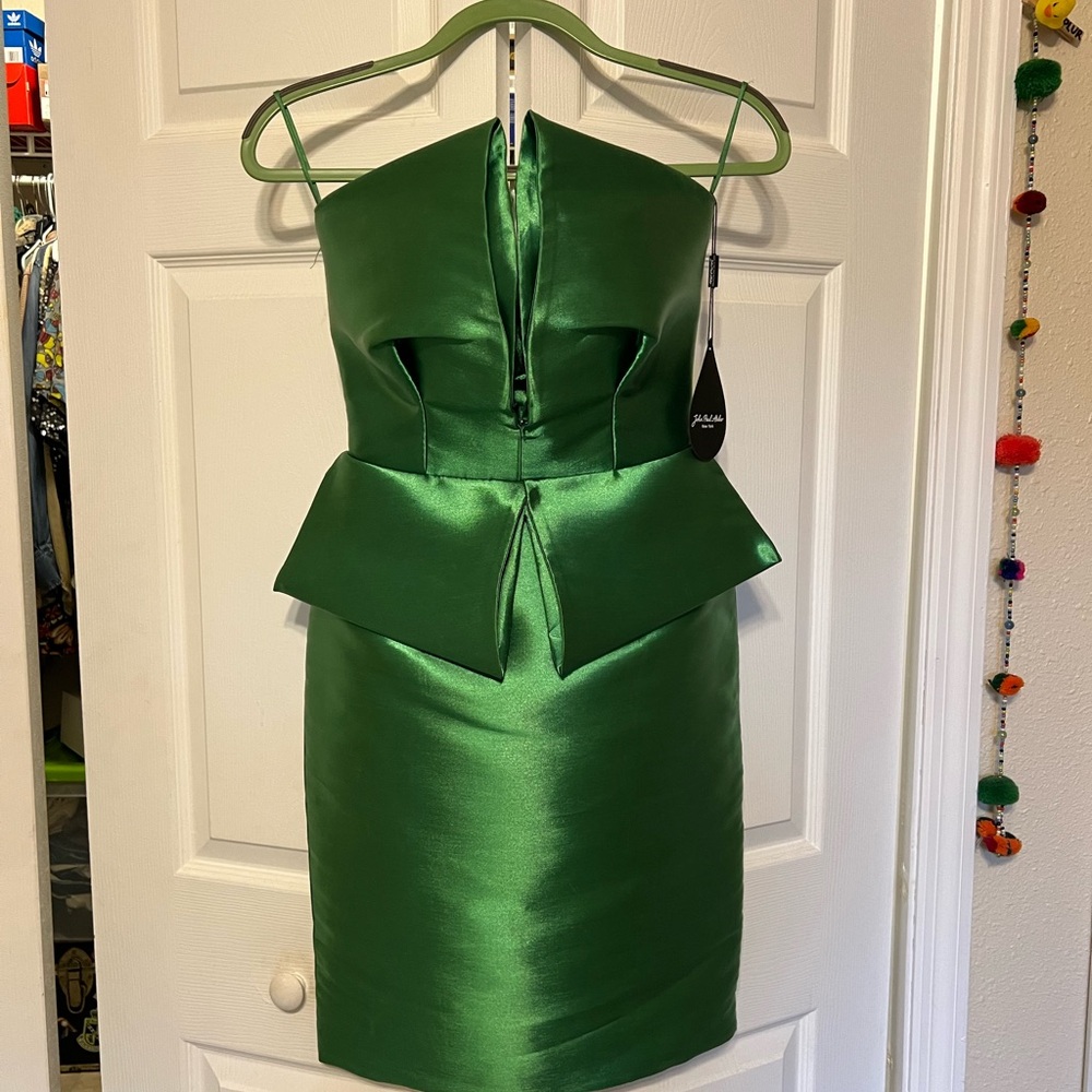 Green Peplum Halter Cocktail Dress
